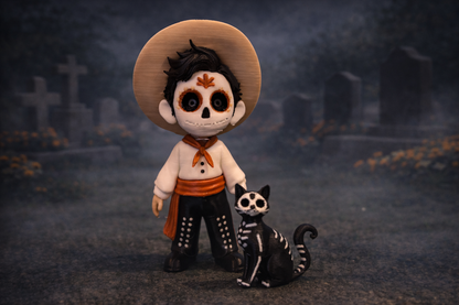 Dia de los Muertos - Skeleton Boy & Cat
