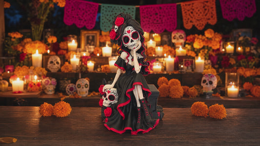 Día de los Muertos Rose Skeleton Figurine
